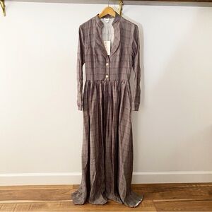 Plaid Long Sleeve Maxi Dress